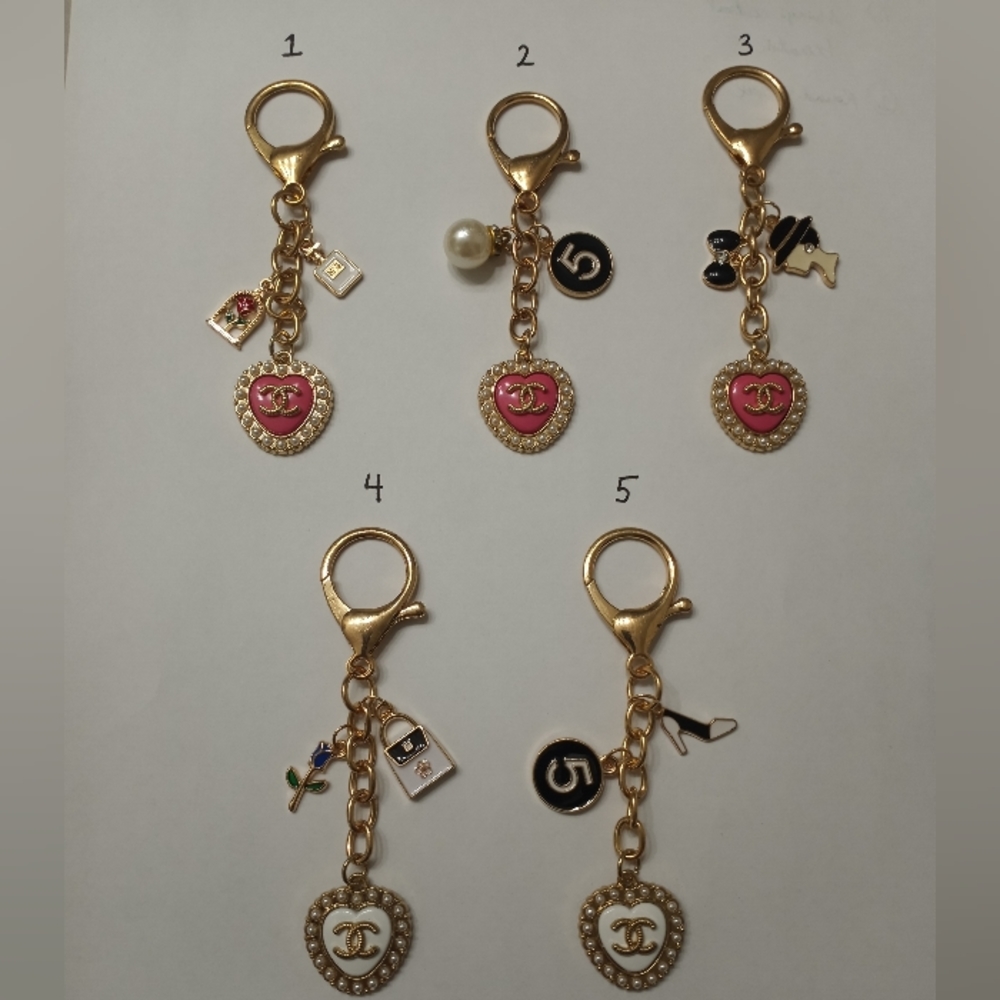 Luxury charm pearl heart button on an unbranded keych…
